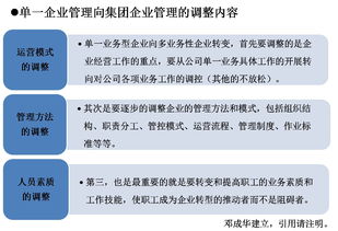 從單一企業(yè)管理向集團企業(yè)管理轉(zhuǎn)變 核心調(diào)整內(nèi)容與實踐路徑